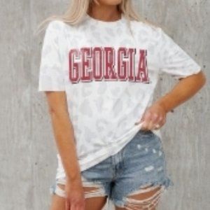 Womens leopard Heorgia bulldogs tee 2X
